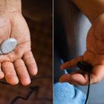 Roger holding a small device used in EMDR