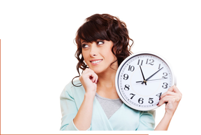 Woman holding a clock