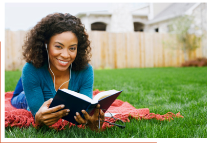 Woman reading outside