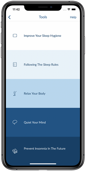iPhone showing topics available to explore under the Sleep Tools section.