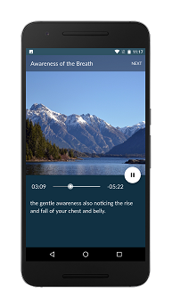 Mindfulness Coach screen: Audio Guided