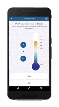 PTSD Coach mobile screen: measure how you are feeling