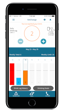 VetChange mobile home screen